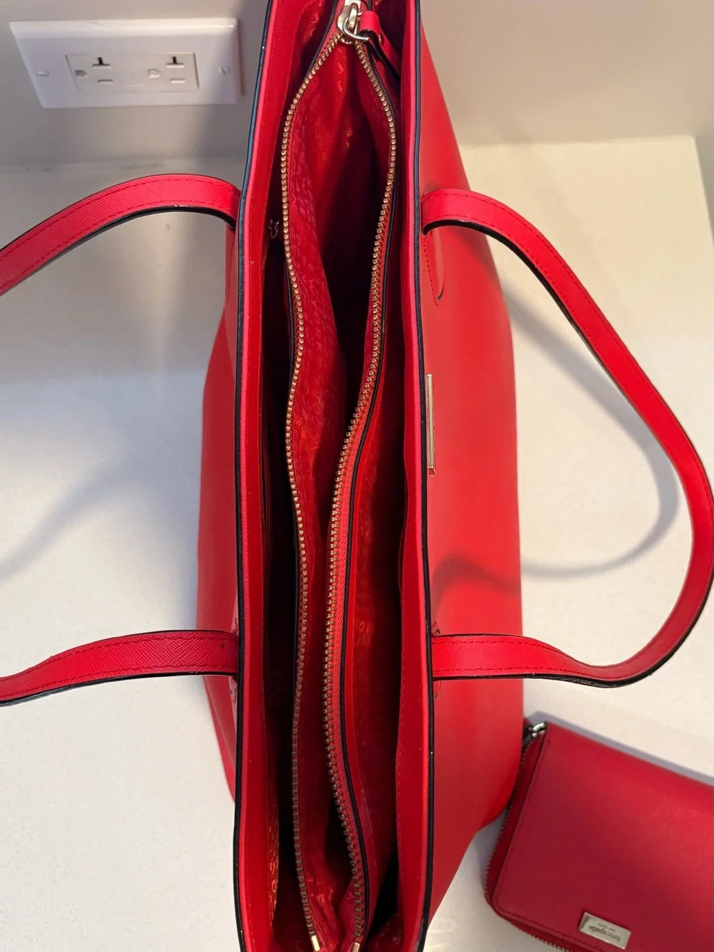 kate spade Red Saffiano Tote with Matching Wallet